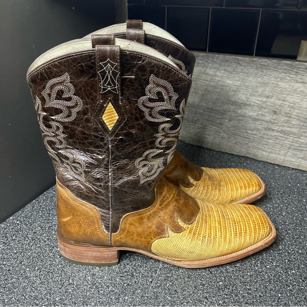 Men's Brown and Tan Cowboy Boots